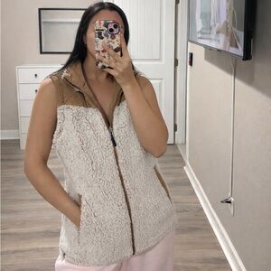 Reversible Cozy White and Tan Sherpa Vest